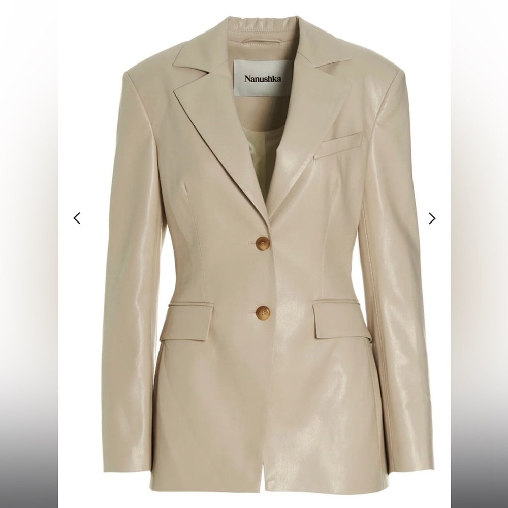Nanushka Beige Hathi Vegan Leather blazer small EUC